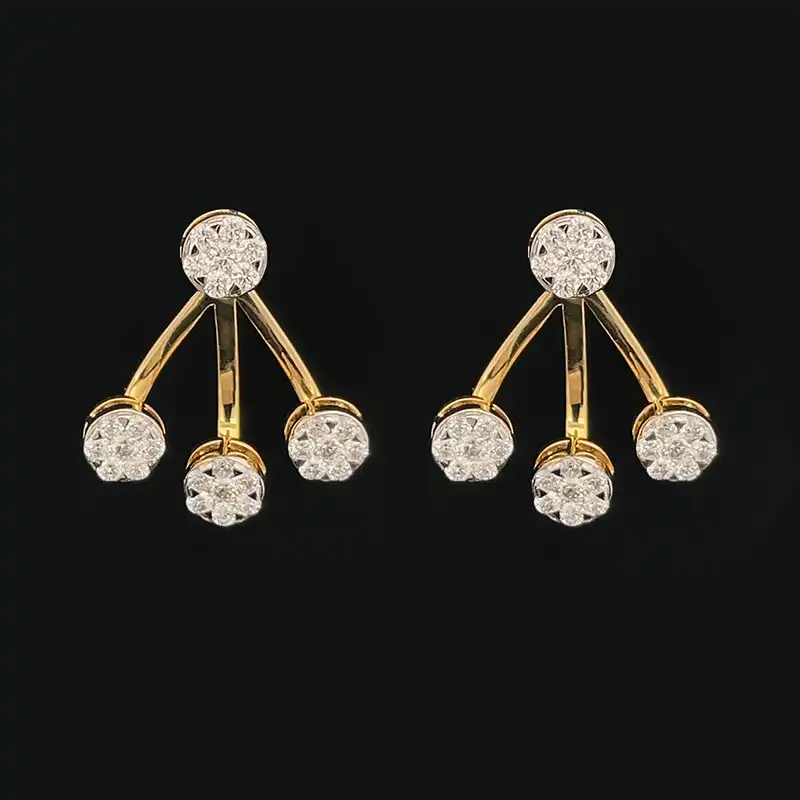 Two-in-one Gold Diamond Radiance Earrings